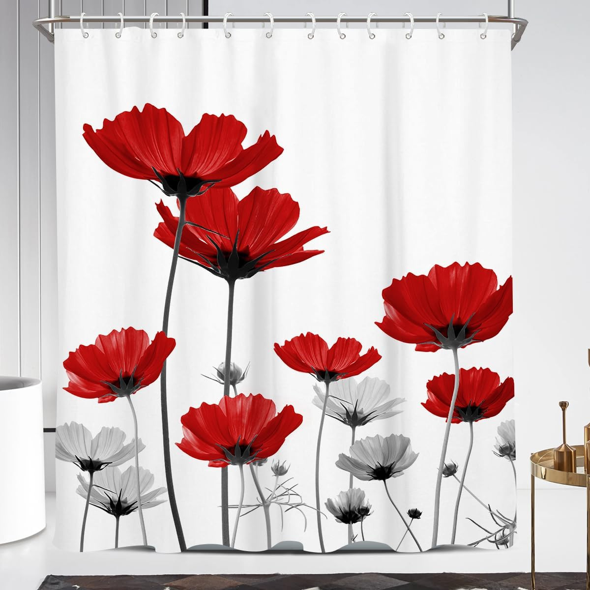 Custom Printed Bath Curtain — custom printed polyester bath curtain