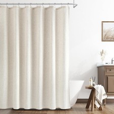 Extra Long Linen Shower Curtain 84 Inch Long Weighted Thick Fabric Bath Shower — custom printed polyester bath curtain