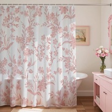 Mocsicka Floral Shower Curtain with 12 Hooks, 72"W x 72"L (Pack of 1), Pink — custom printed polyester bath curtain