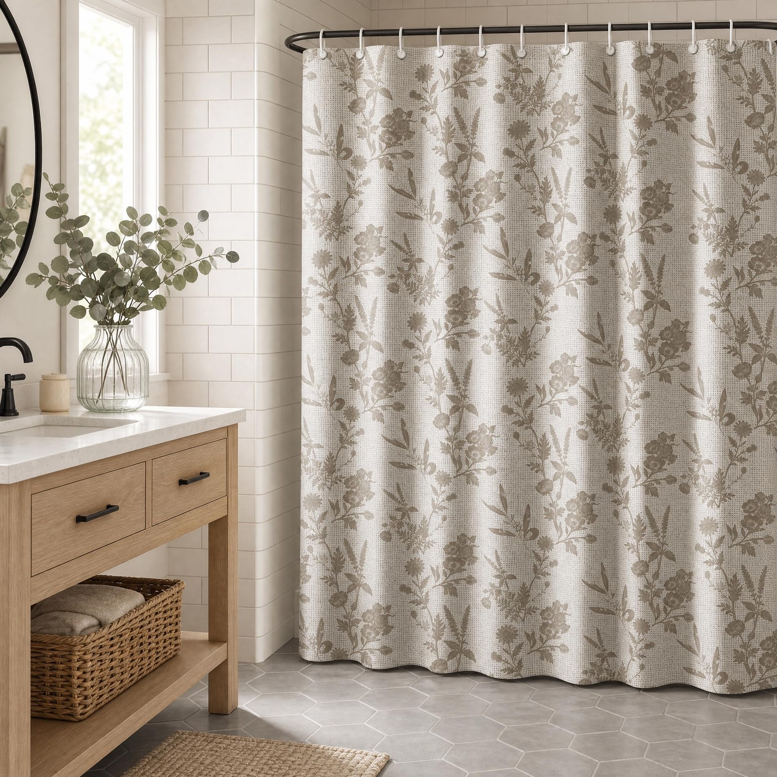 Custom Printed Bath Curtain — custom printed polyester bath curtain detail view
