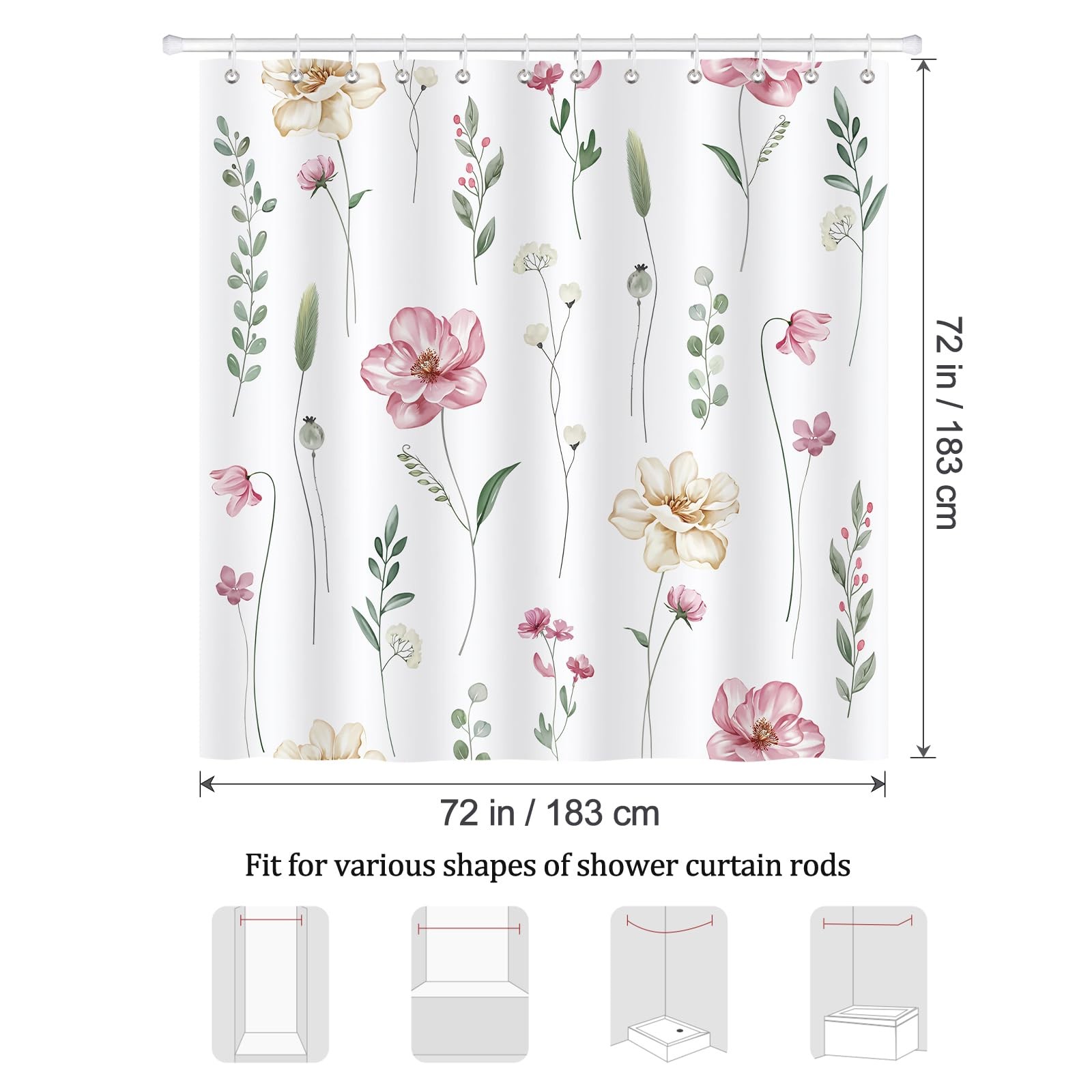 Custom Printed Bath Curtain — custom printed polyester bath curtain detail view