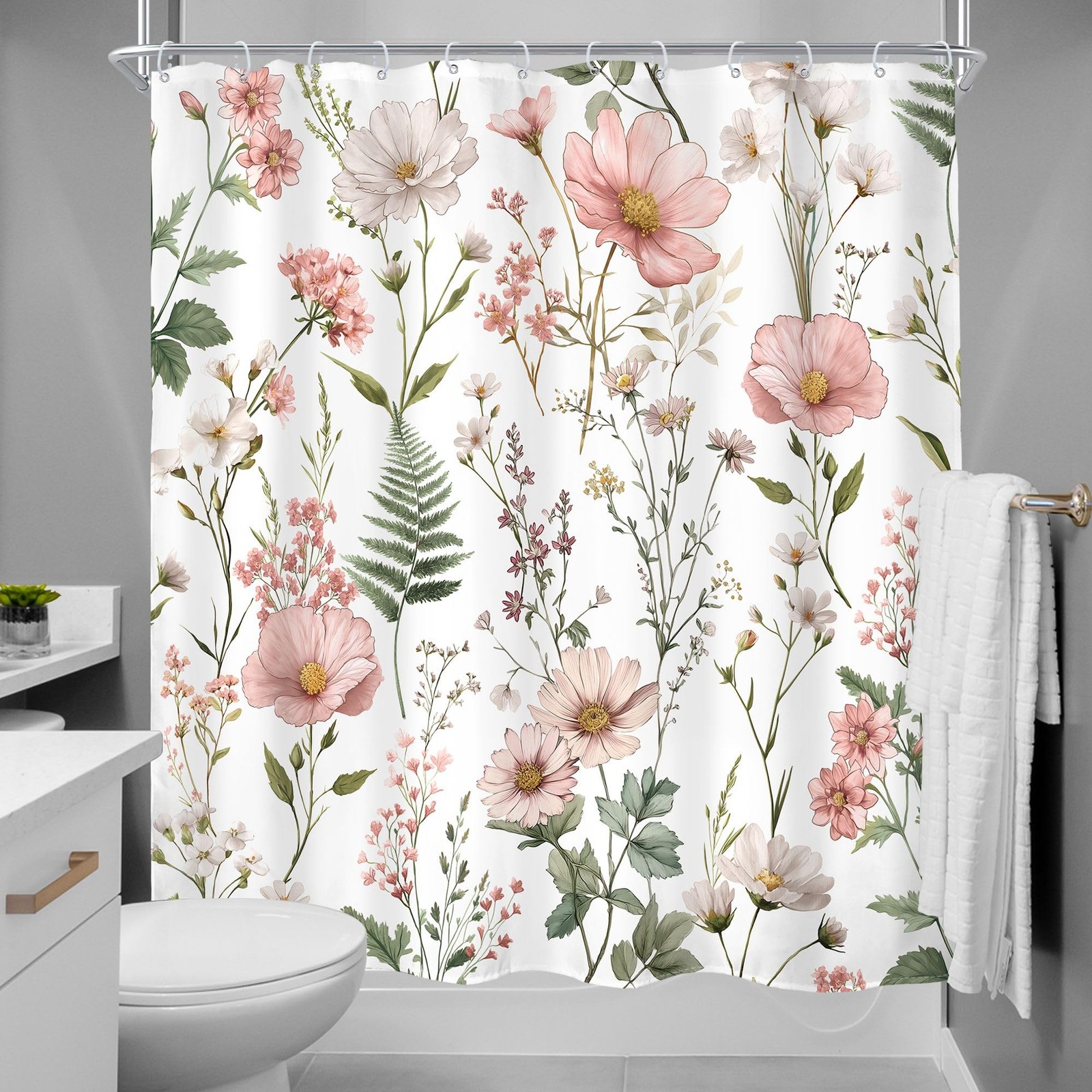 Custom Printed Bath Curtain — custom printed polyester bath curtain detail view