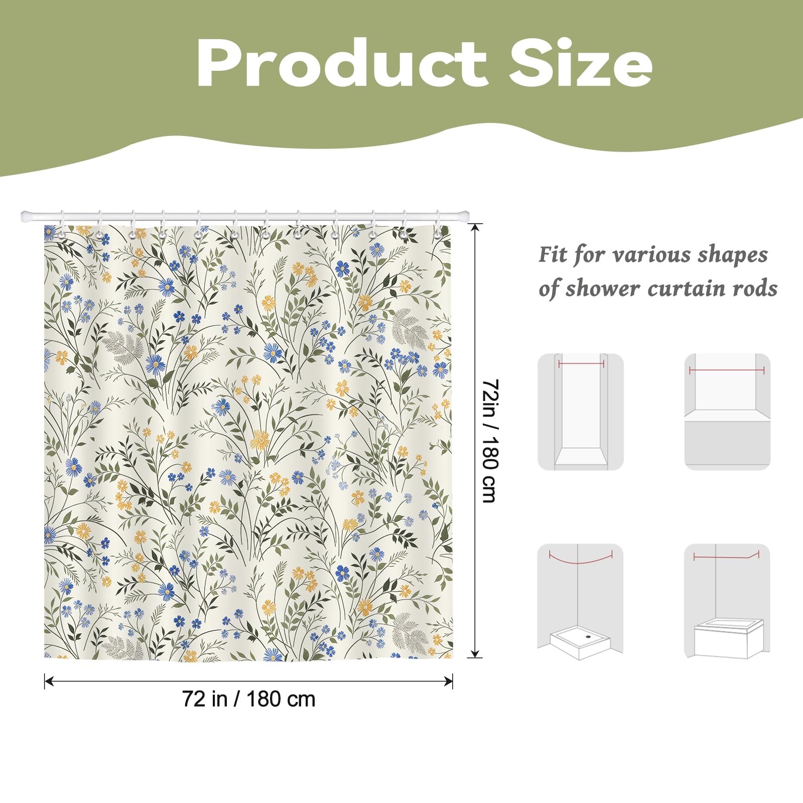 Custom Printed Bath Curtain — custom printed polyester bath curtain detail view