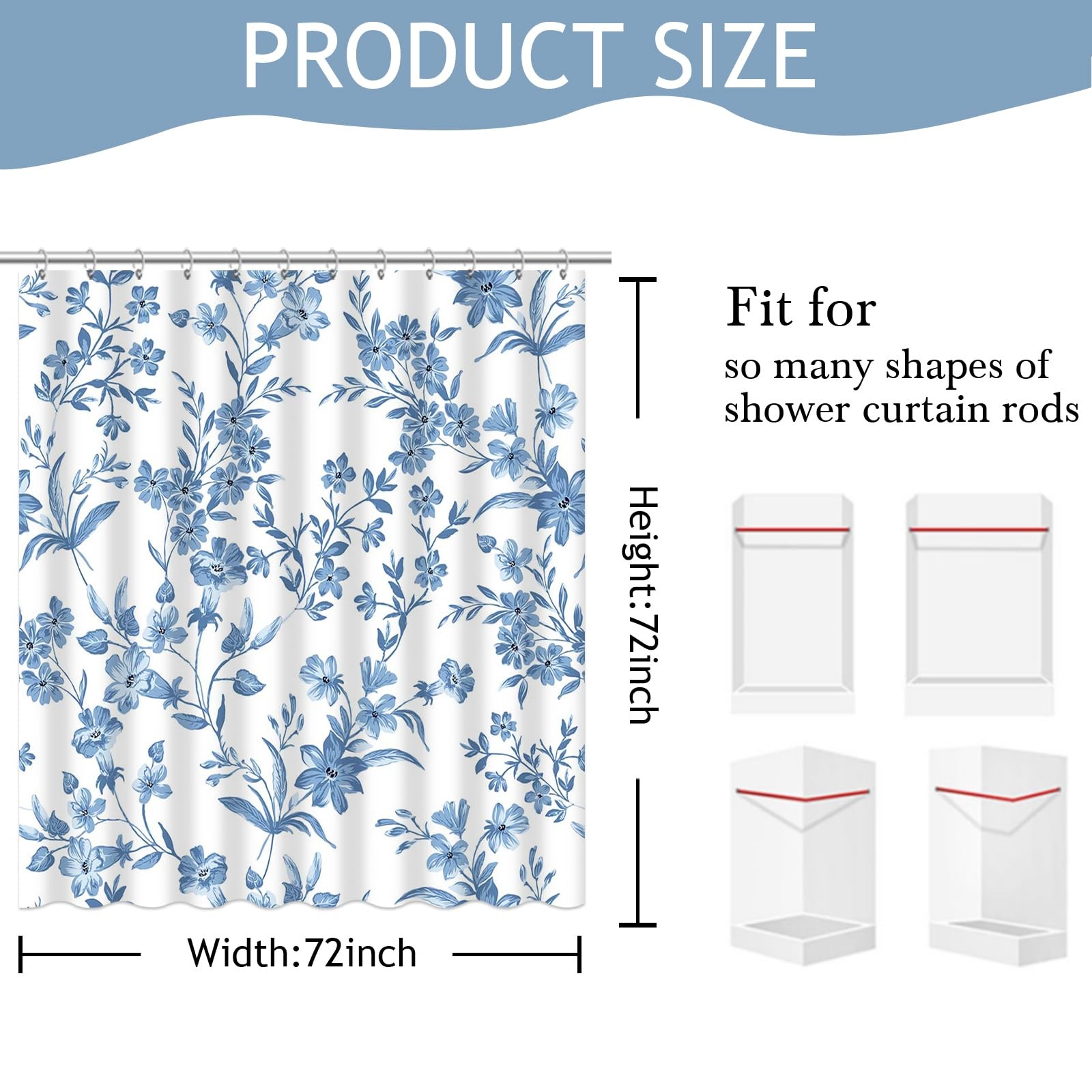 Custom Printed Bath Curtain — custom printed polyester bath curtain detail view