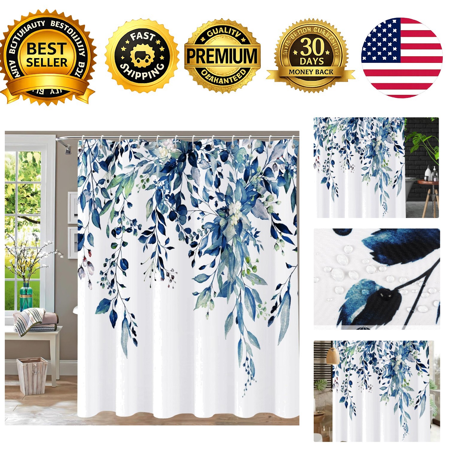 Custom Printed Bath Curtain — custom printed polyester bath curtain