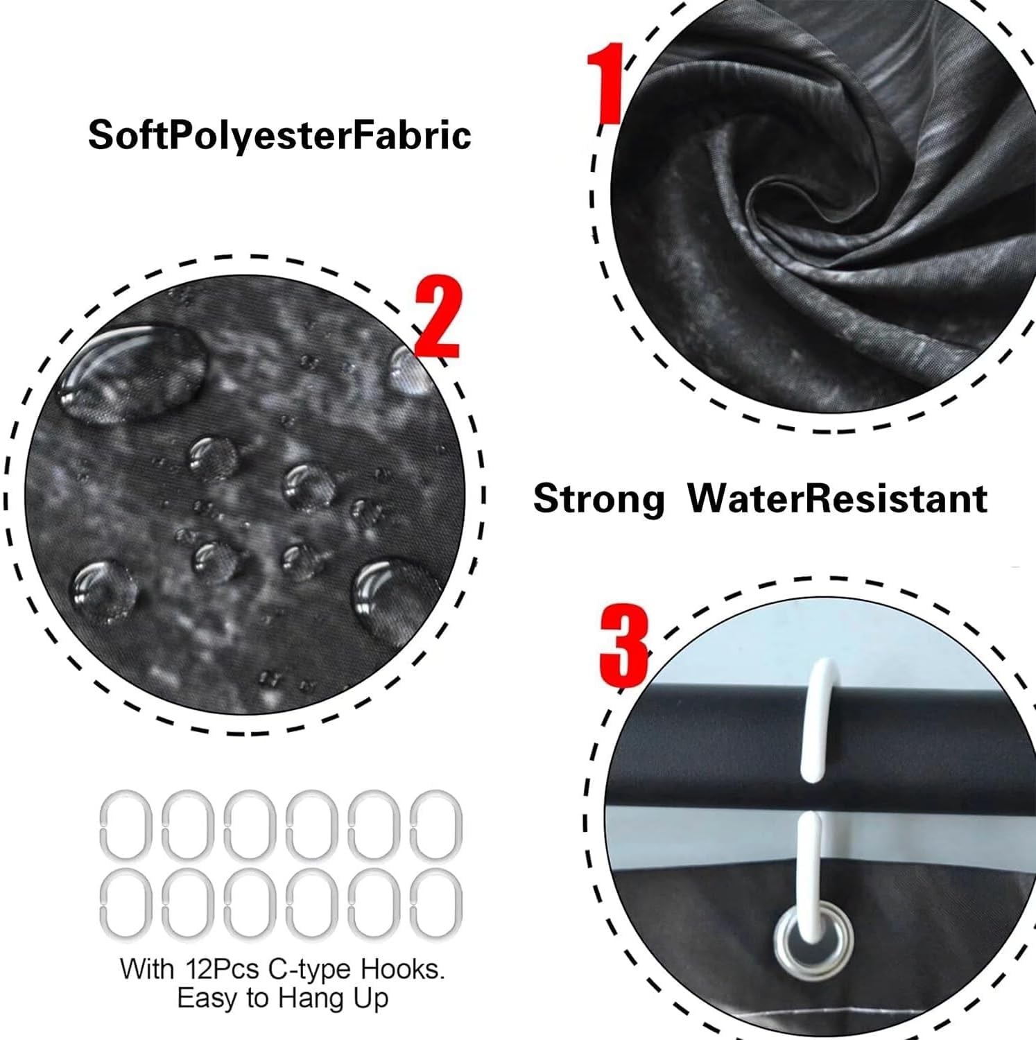 Custom Printed Bath Curtain — custom printed polyester bath curtain detail view