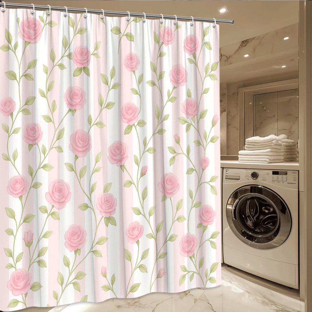 Custom Printed Bath Curtain — custom printed polyester bath curtain detail view