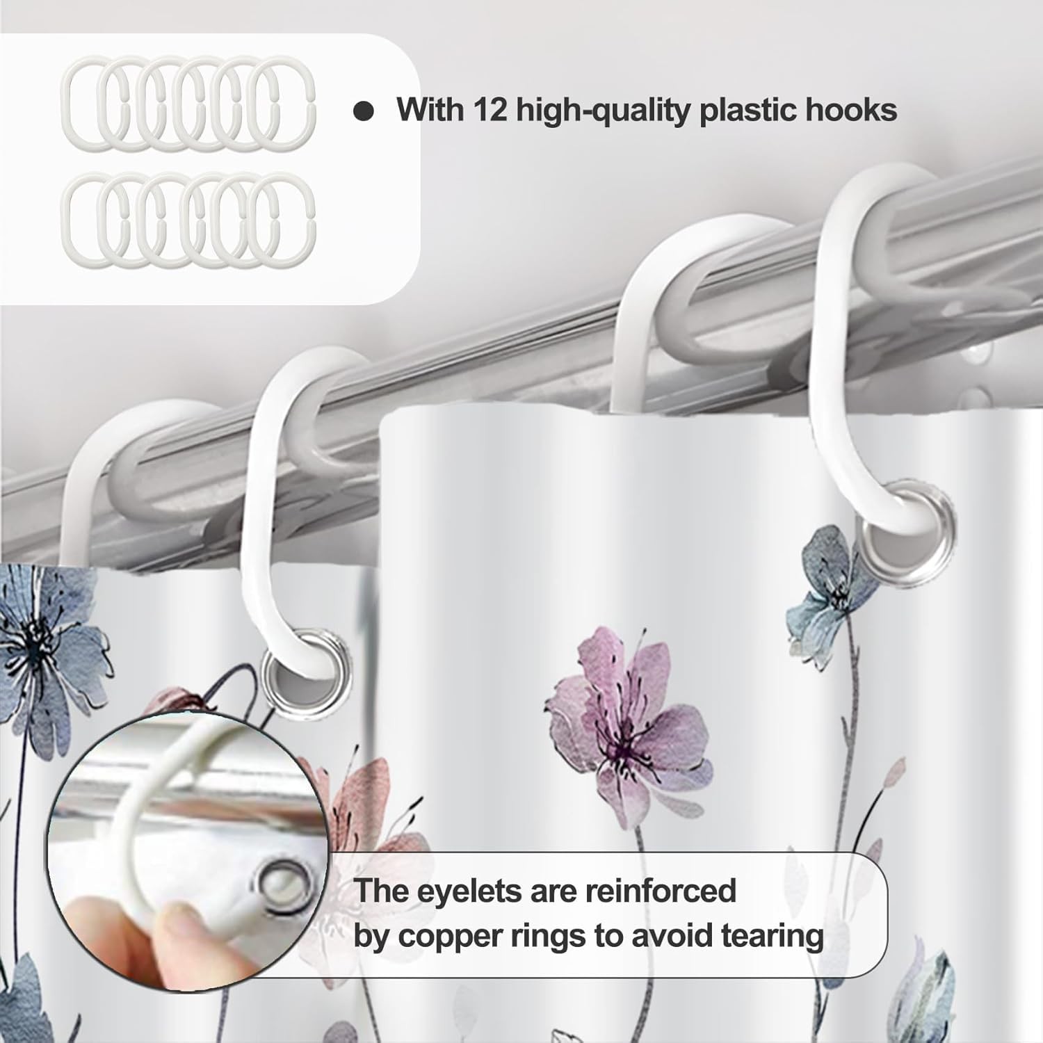 Custom Printed Bath Curtain — custom printed polyester bath curtain detail view