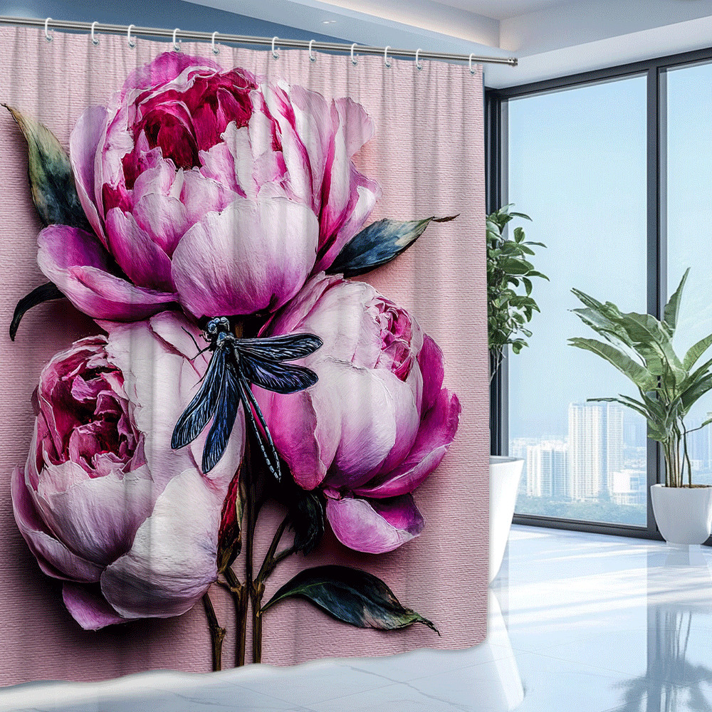 Custom Printed Bath Curtain — custom printed polyester bath curtain detail view