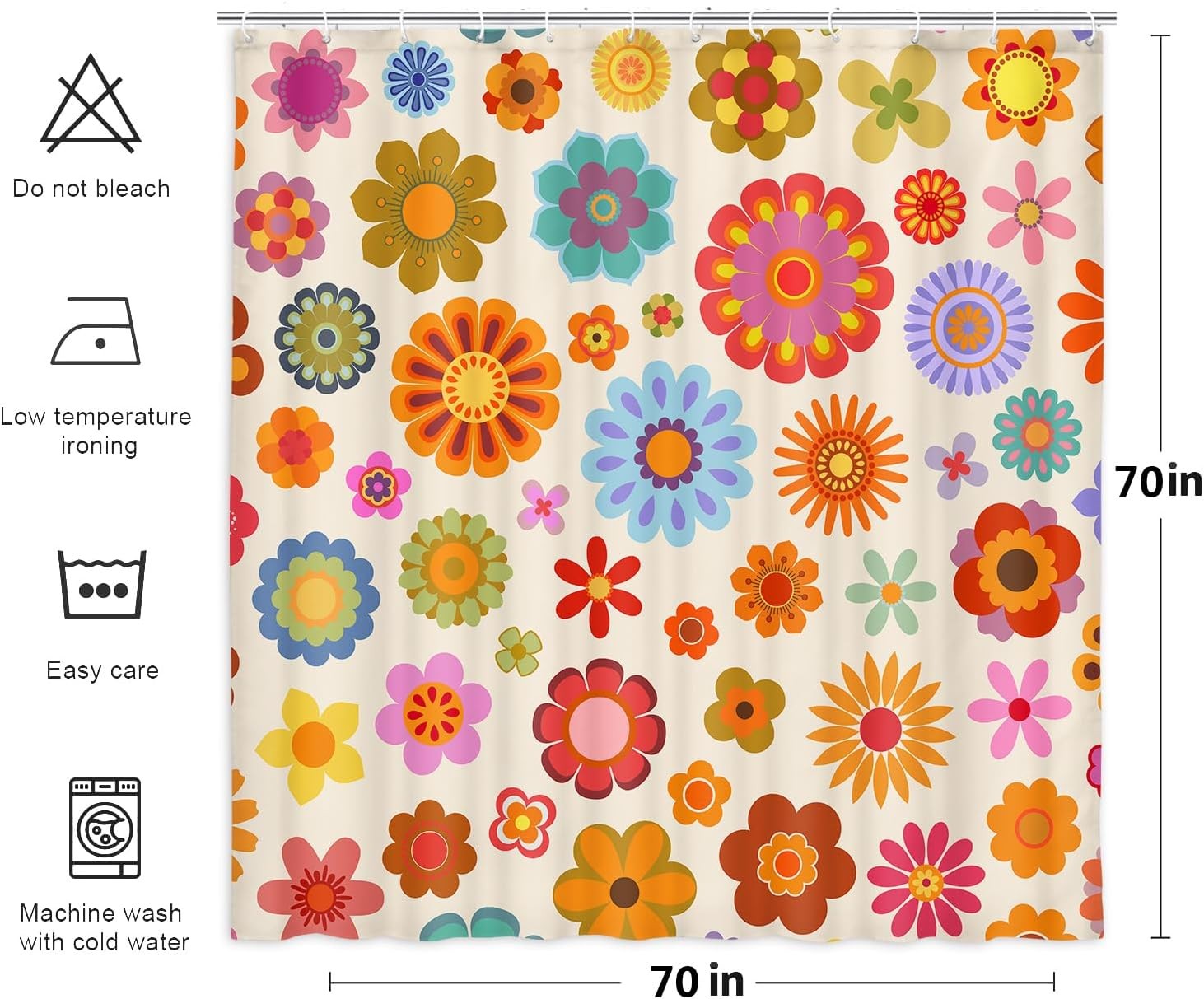 Custom Printed Bath Curtain — custom printed polyester bath curtain detail view