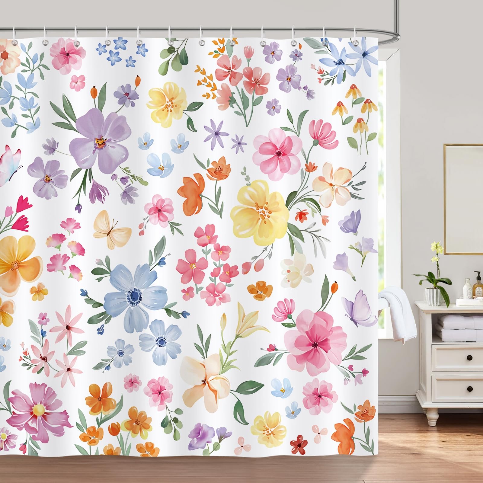 Custom Printed Bath Curtain — custom printed polyester bath curtain detail view