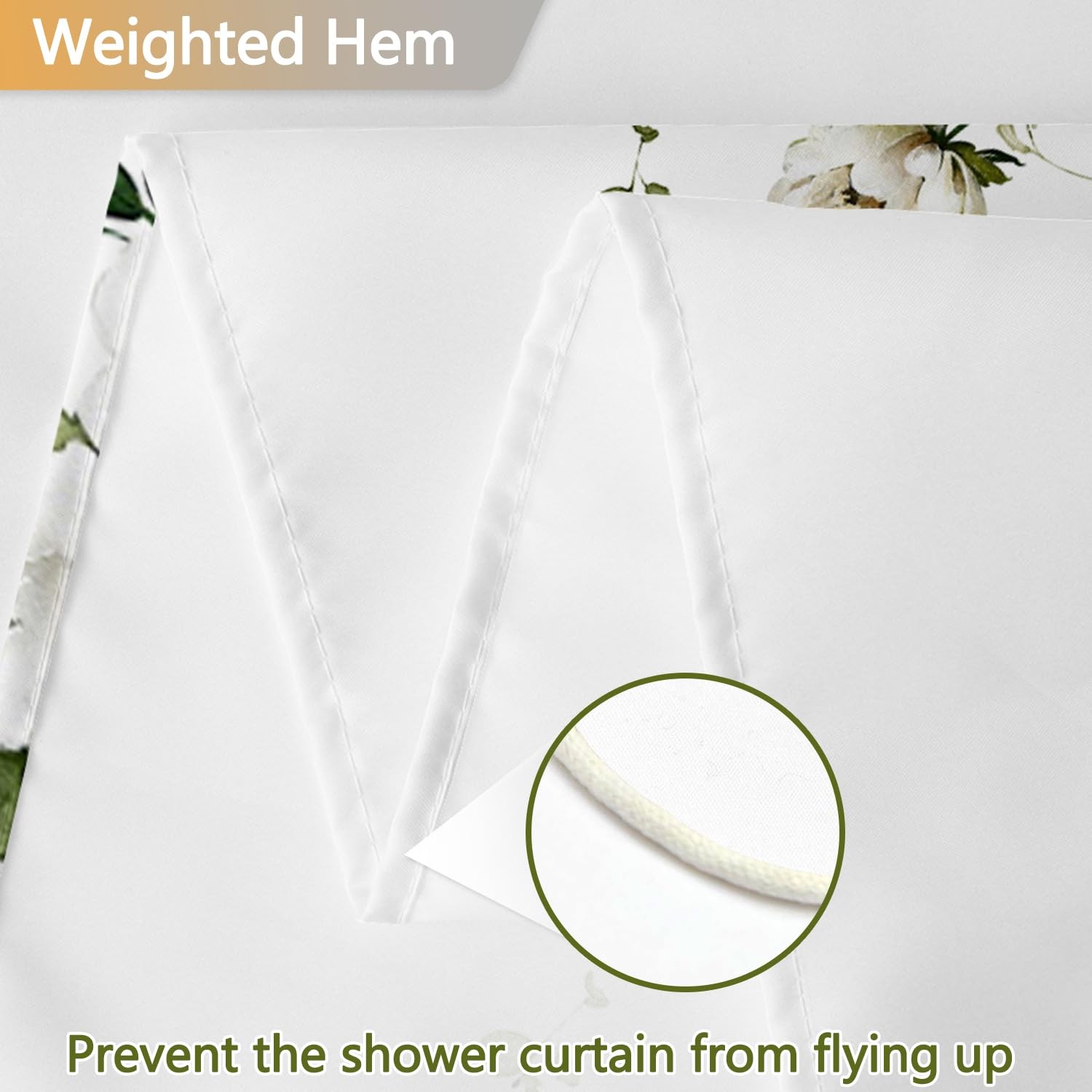 Custom Printed Bath Curtain — custom printed polyester bath curtain detail view