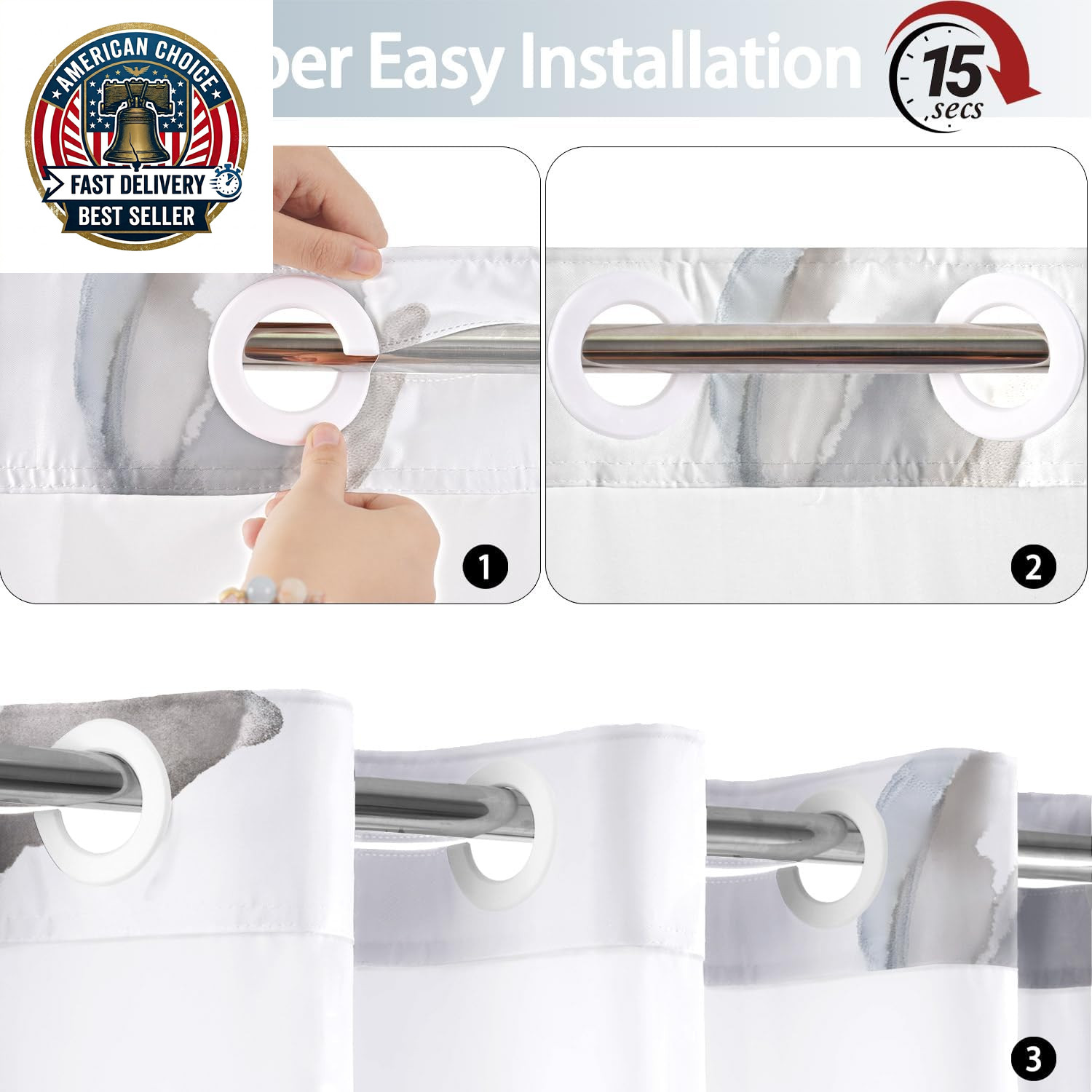 Custom Printed Bath Curtain — custom printed polyester bath curtain detail view