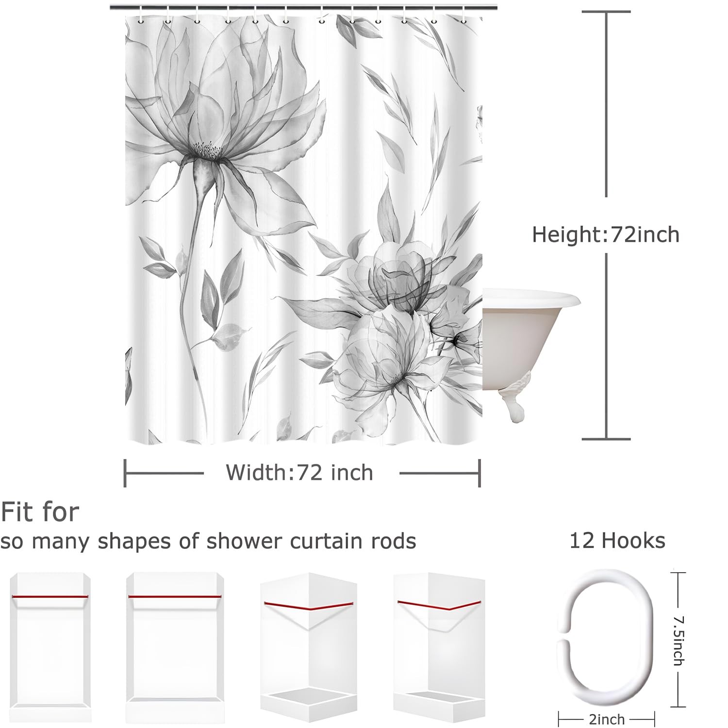 Custom Printed Bath Curtain — custom printed polyester bath curtain detail view