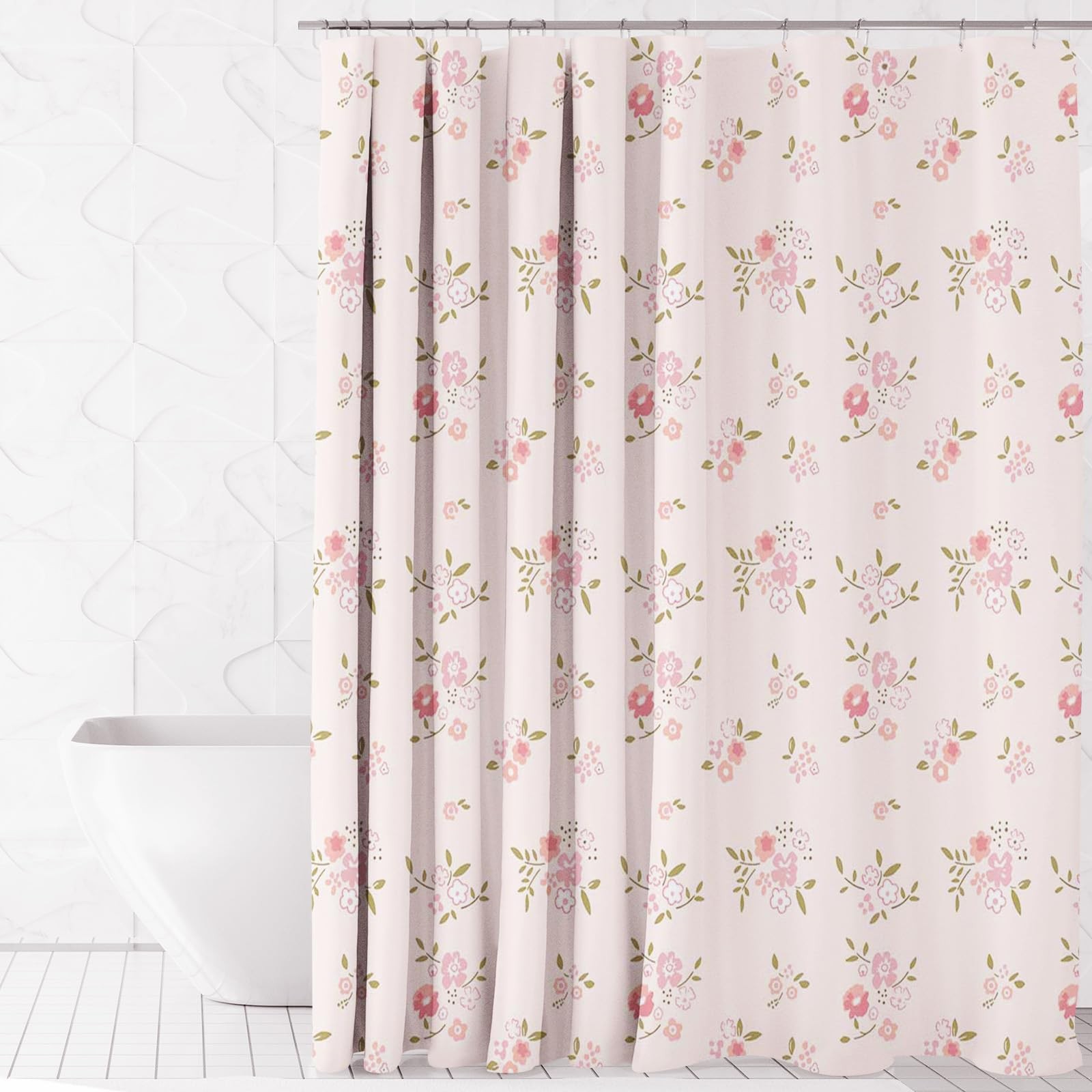 Custom Printed Bath Curtain — custom printed polyester bath curtain detail view