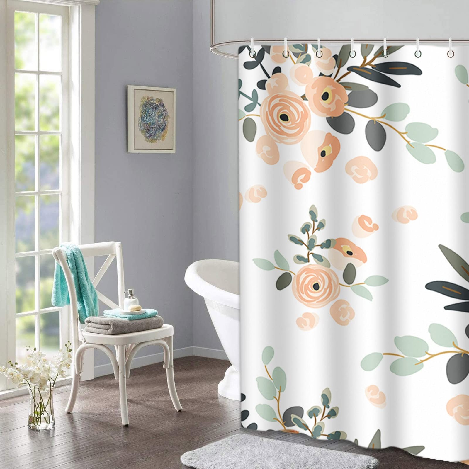 Custom Printed Bath Curtain — custom printed polyester bath curtain detail view