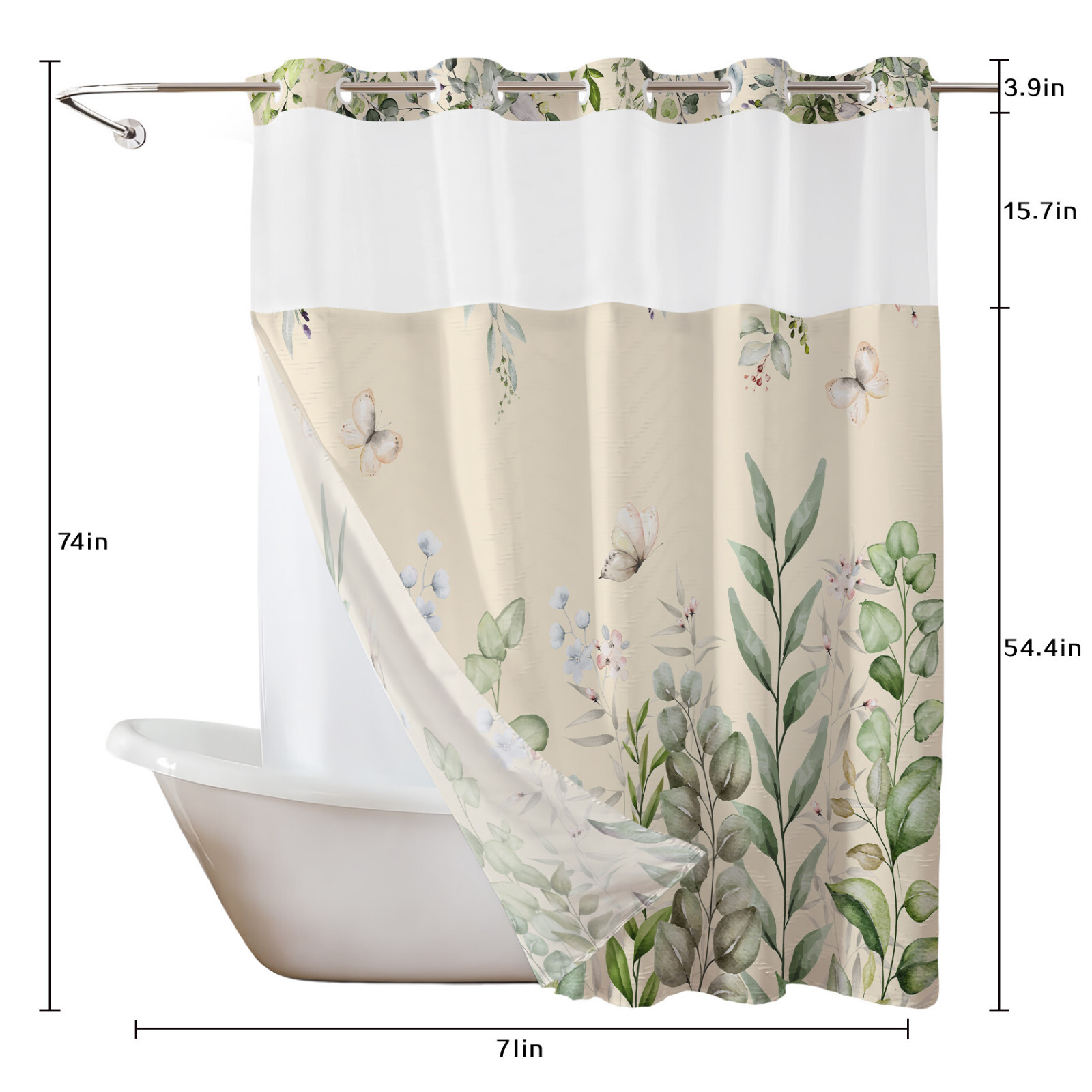Custom Printed Bath Curtain — custom printed polyester bath curtain detail view