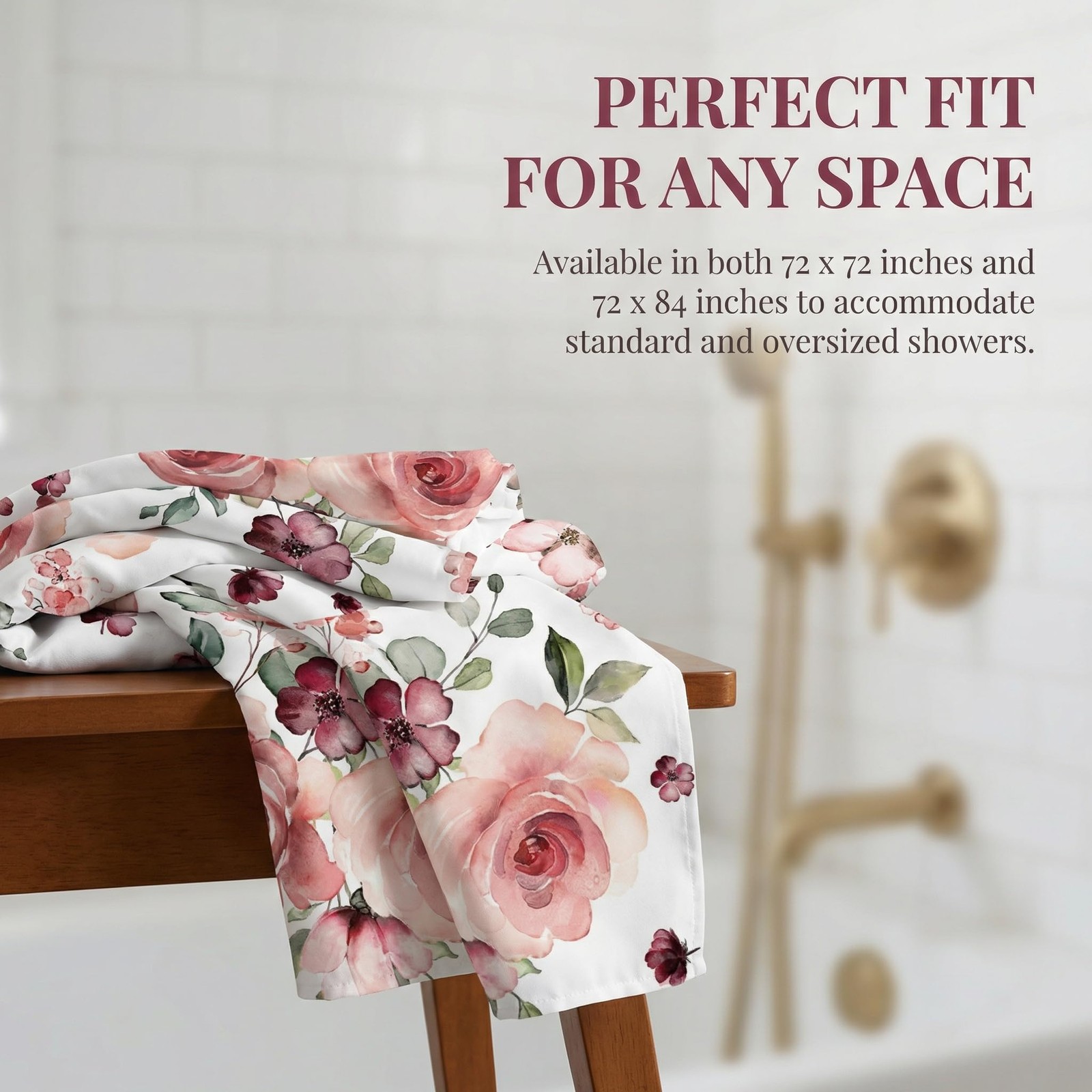 Custom Printed Bath Curtain — custom printed polyester bath curtain detail view
