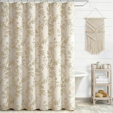 Beige Floral Farmhouse Vintage Linen Shower 72"W x 72"L (Pack of 1) Linen Beige — custom printed polyester bath curtain