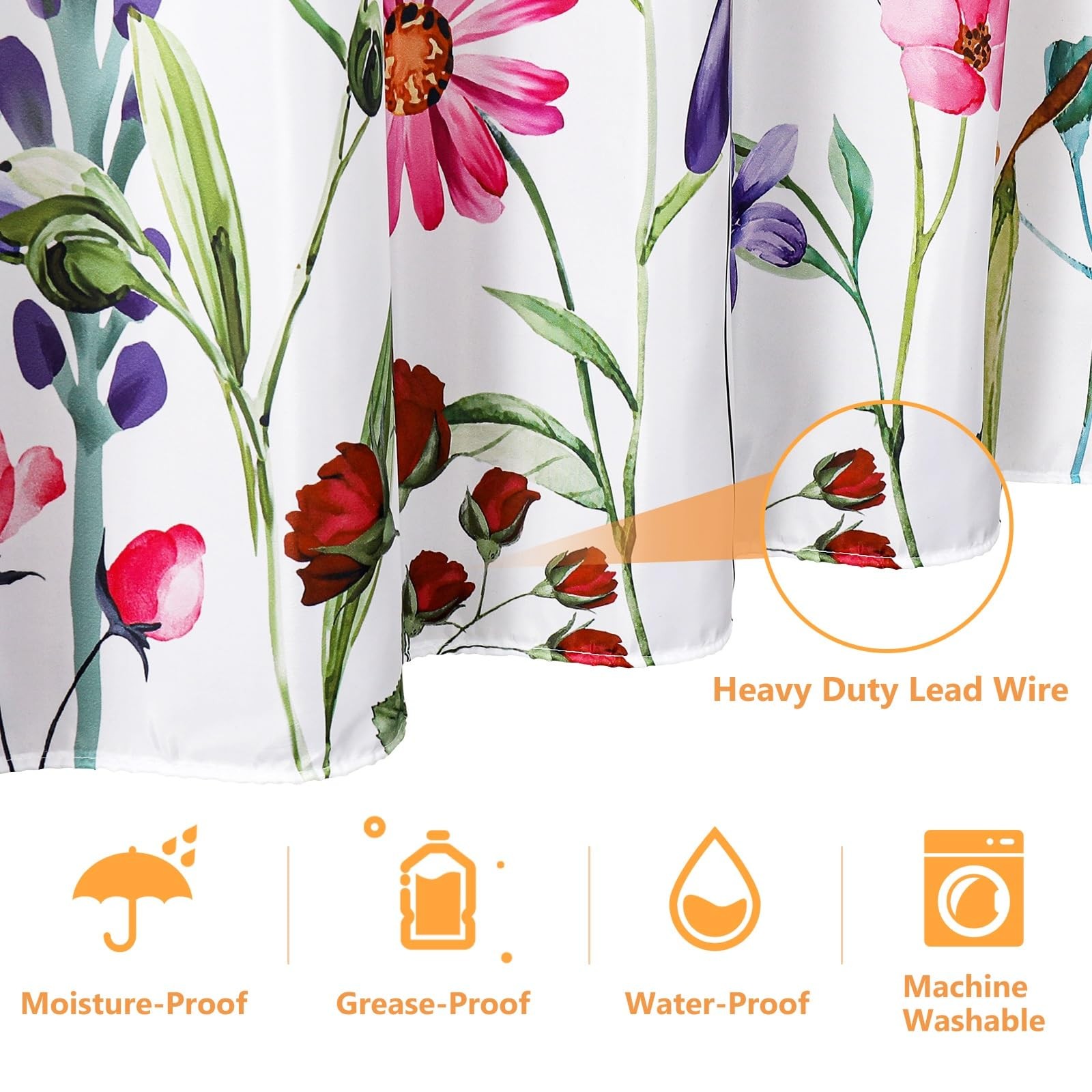 Custom Printed Bath Curtain — custom printed polyester bath curtain detail view