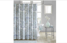 Madison Park 100% Cotton Percale Shower Curtain Bathtub Privacy Screen 72" x 72" — custom printed polyester bath curtain