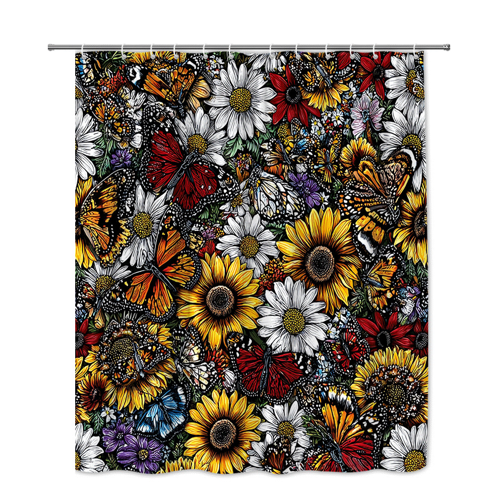 Custom Printed Bath Curtain — custom printed polyester bath curtain detail view