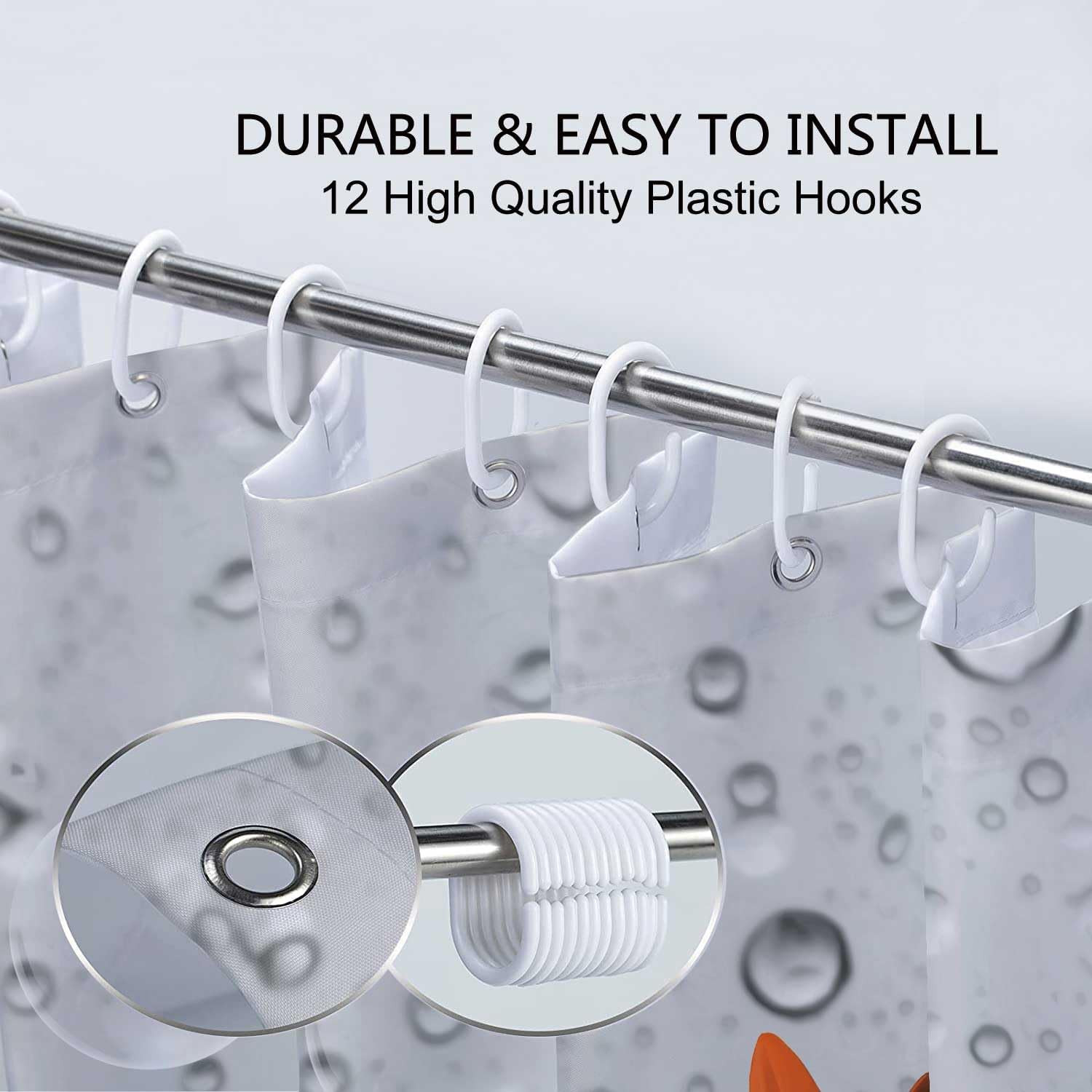 Custom Printed Bath Curtain — custom printed polyester bath curtain detail view