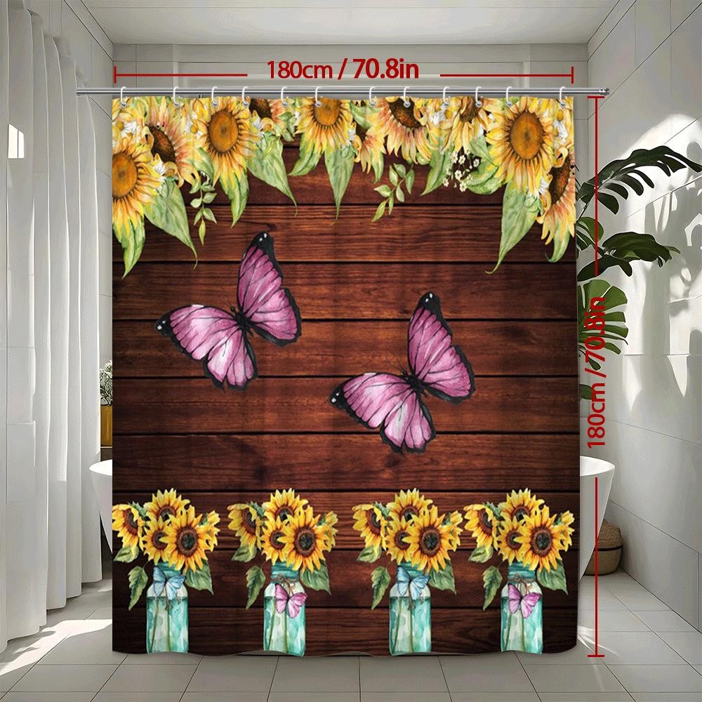 Custom Printed Bath Curtain — custom printed polyester bath curtain detail view