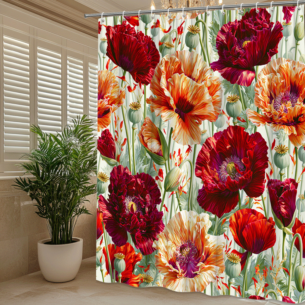 Custom Printed Bath Curtain — custom printed polyester bath curtain detail view