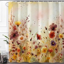 Baccessor Fall Floral Shower Curtain 72"W x 72"L (Pack of 1), — custom printed polyester bath curtain