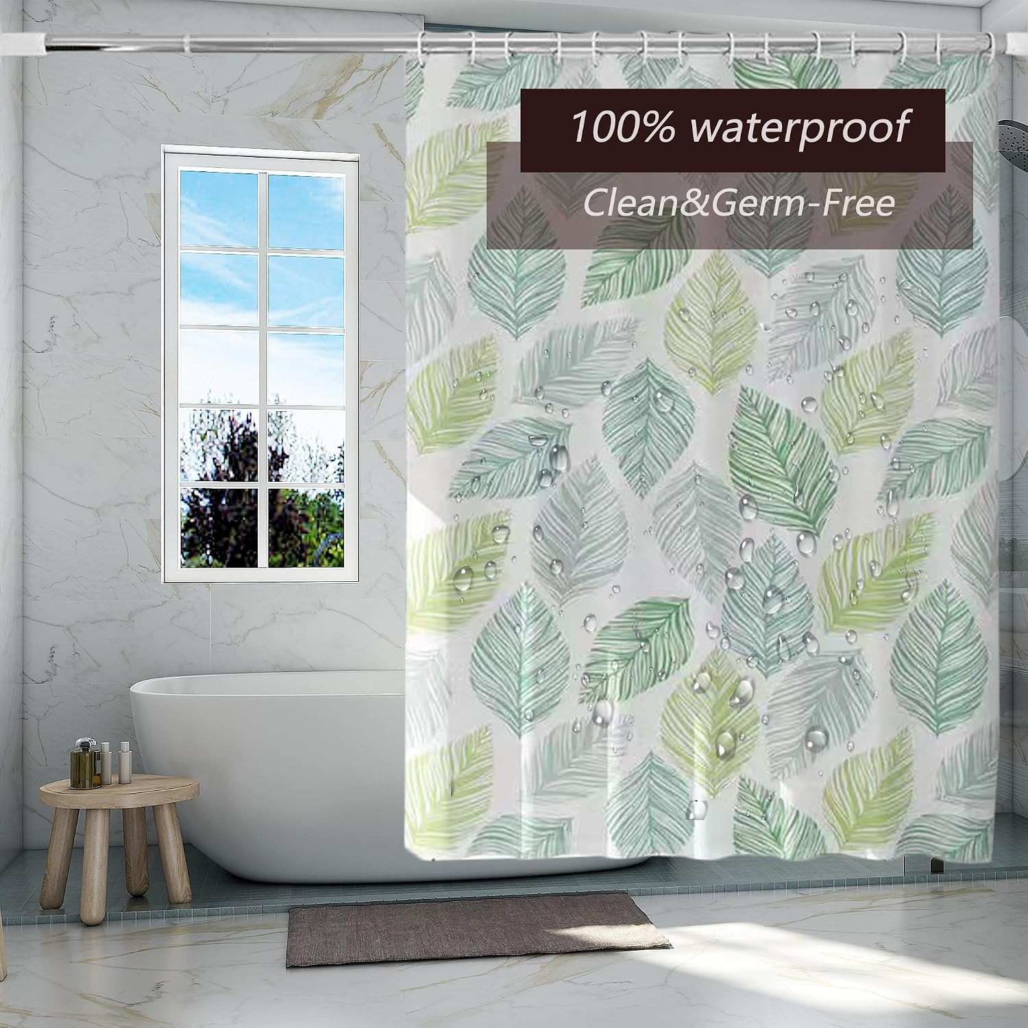 Custom Printed Bath Curtain — custom printed polyester bath curtain detail view