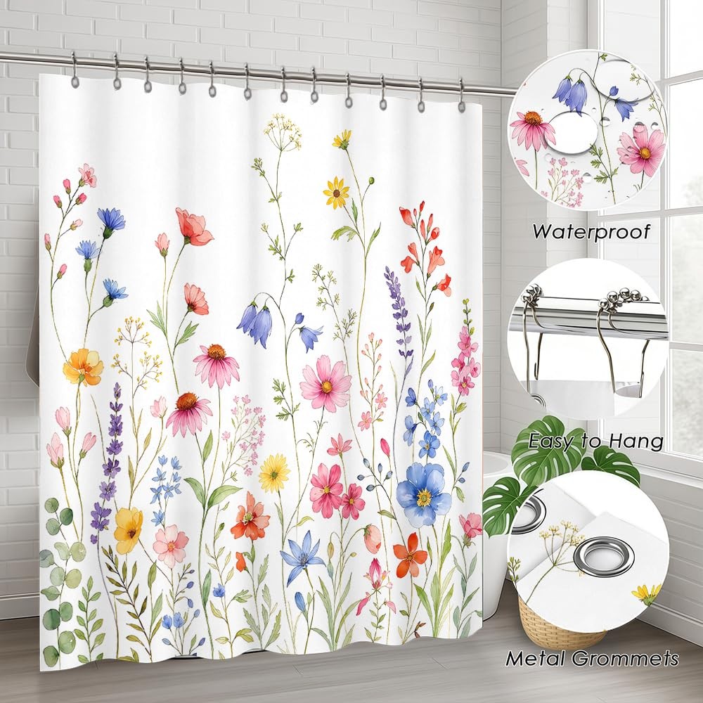 Custom Printed Bath Curtain — custom printed polyester bath curtain detail view