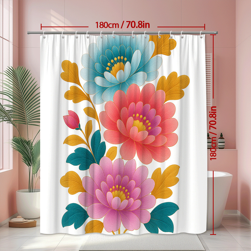 Custom Printed Bath Curtain — custom printed polyester bath curtain detail view