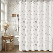 French Country Embroidered Bathroom Curtain — custom printed polyester bath curtain