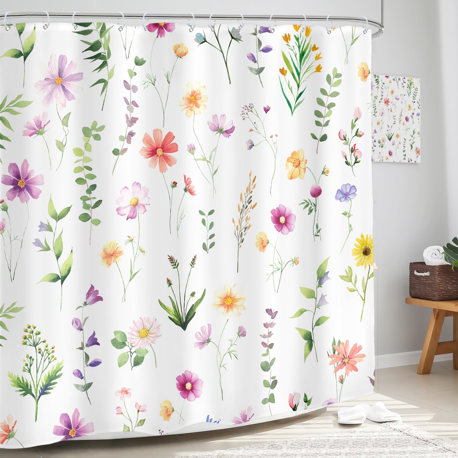 Custom Printed Bath Curtain — custom printed polyester bath curtain detail view