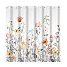 Yeele Floral Shower Curtain, Flower Bath Sets, Farmhouse Wildflower White Sho... — custom printed polyester bath curtain