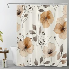 Farmhouse Botanical Leaf Vintage Floral Shower Curtain Set for Bathroom Decor — custom printed polyester bath curtain
