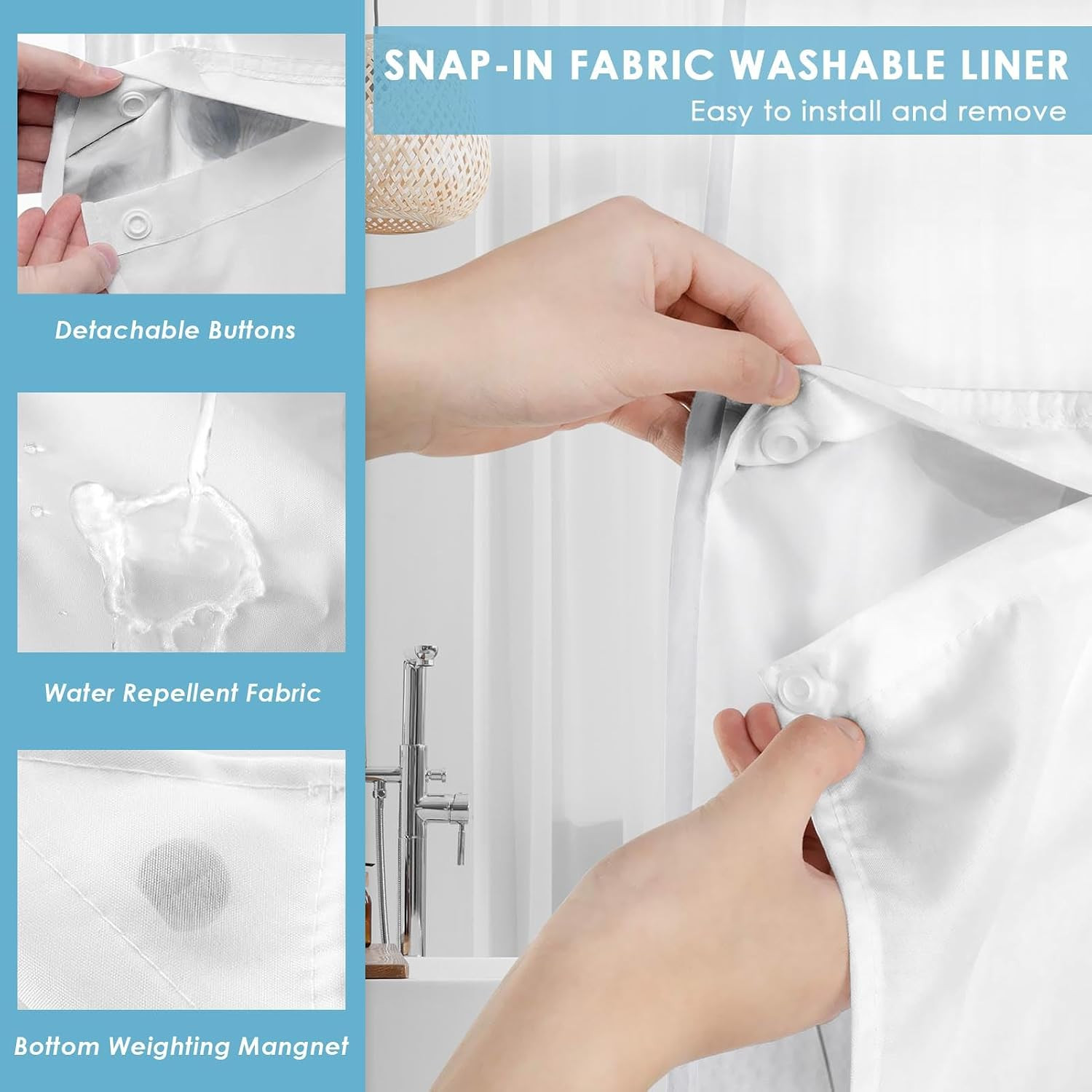 Custom Printed Bath Curtain — custom printed polyester bath curtain detail view