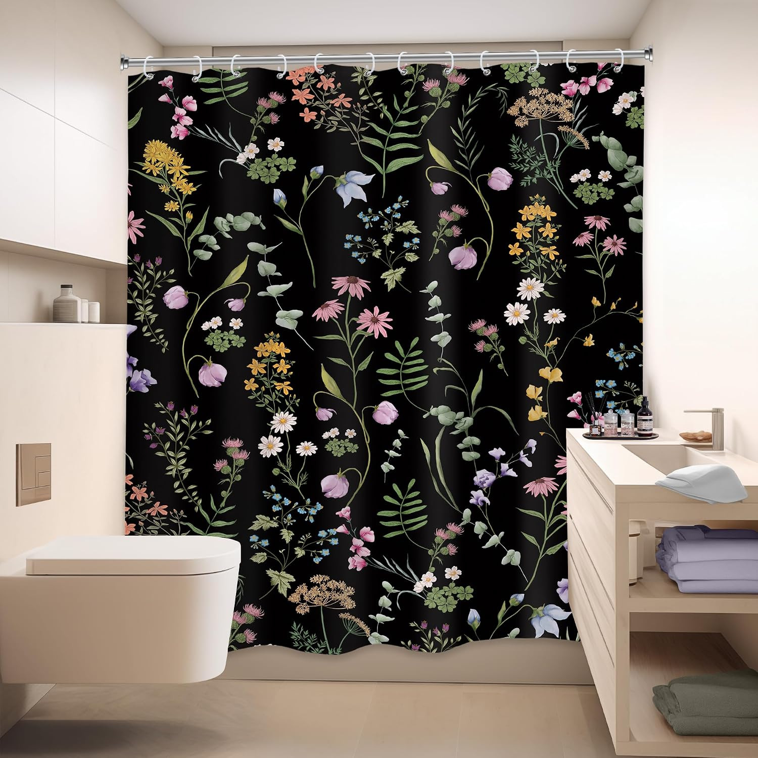 Custom Printed Bath Curtain — custom printed polyester bath curtain detail view