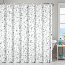 Neutral Floral Shower Curtain 72x72 Inch, Beige Gray Watercolor Botanical Bat... — custom printed polyester bath curtain