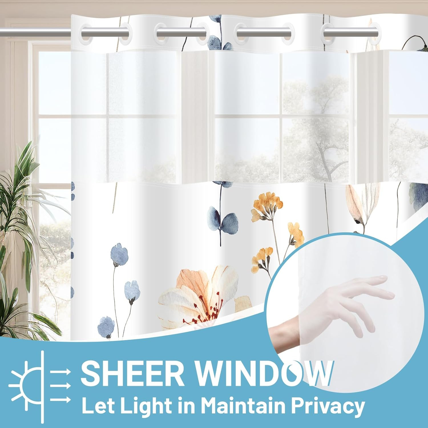 Custom Printed Bath Curtain — custom printed polyester bath curtain detail view