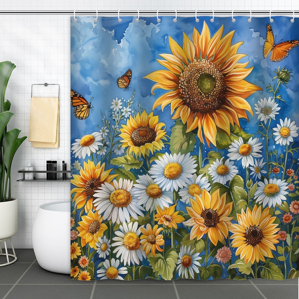 Custom Printed Bath Curtain — custom printed polyester bath curtain detail view