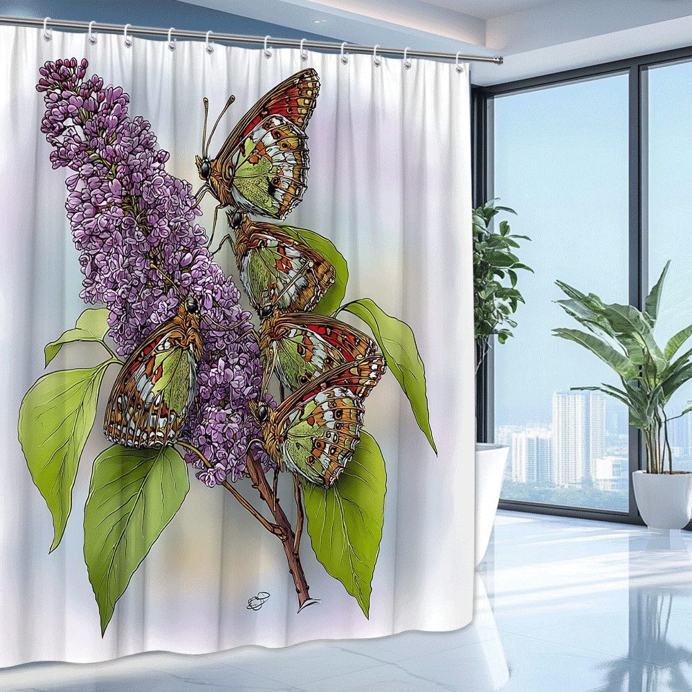 Custom Printed Bath Curtain — custom printed polyester bath curtain detail view