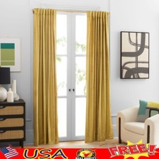 Yellow Blackout Curtains Tab Top Window Treatment 52x96 Glam Room Decor Glam — custom printed polyester bath curtain