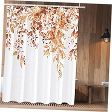 Orange Eucalyptus Shower Curtain Sets, 72"W x 72"L (Pack of 1) Orange Leaves — custom printed polyester bath curtain