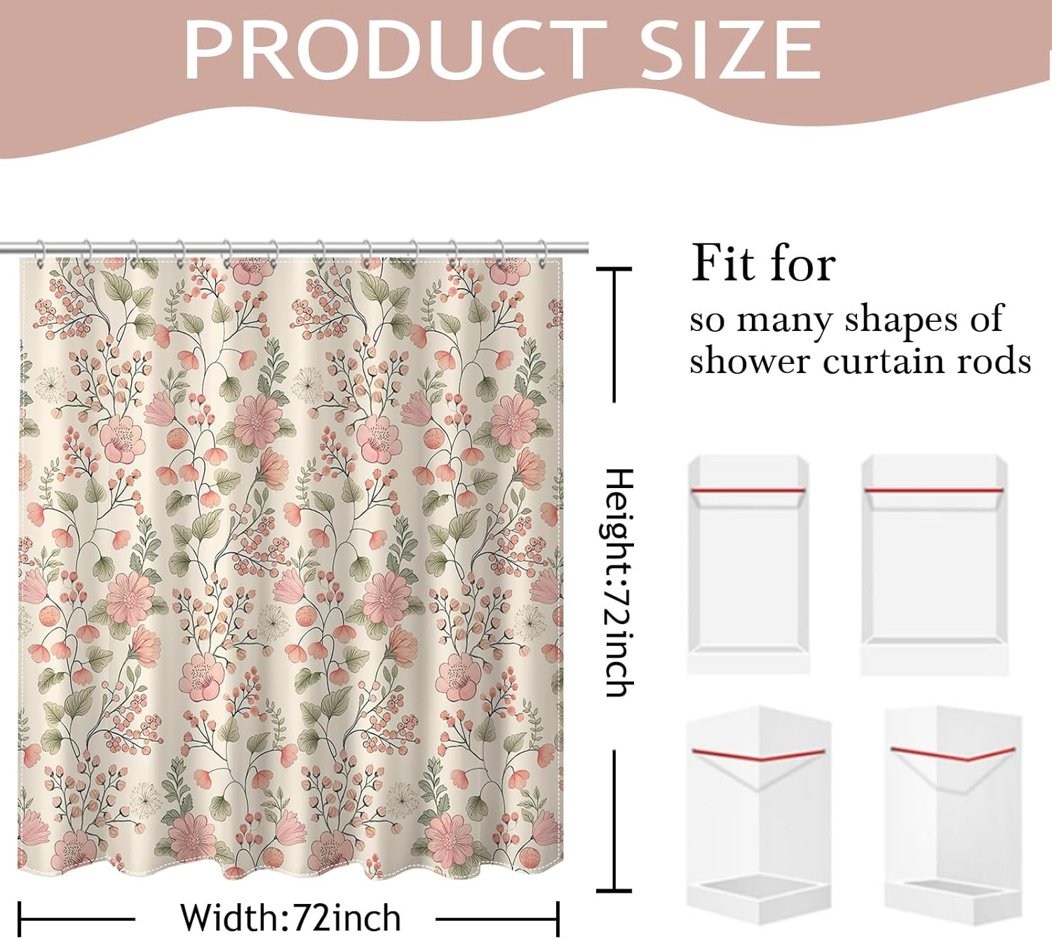Custom Printed Bath Curtain — custom printed polyester bath curtain detail view