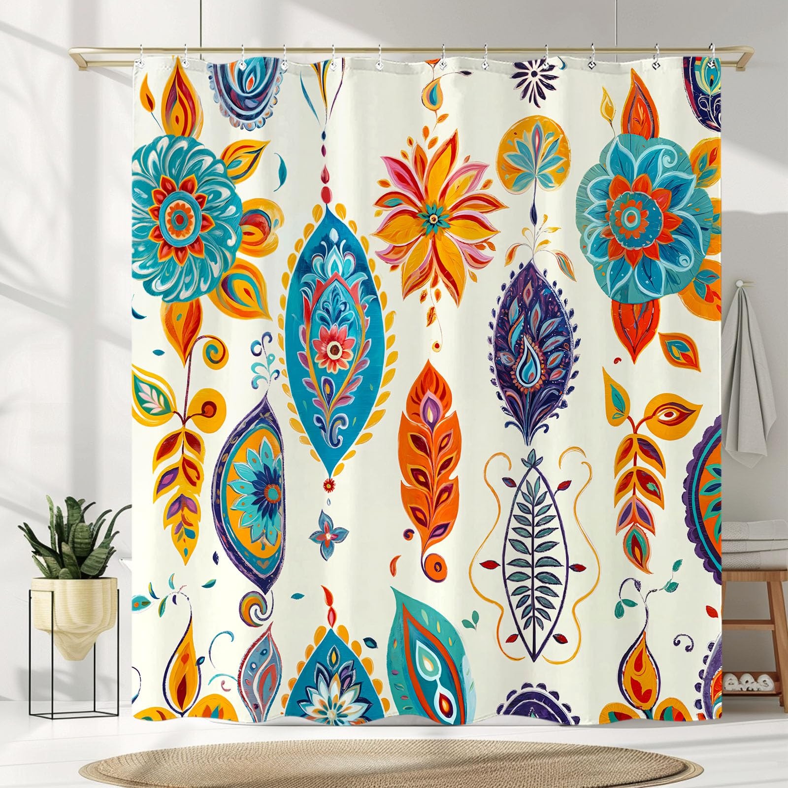 Custom Printed Bath Curtain — custom printed polyester bath curtain detail view