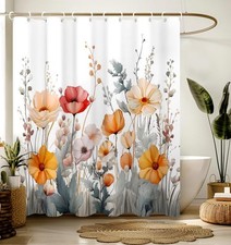 Shower Curtain for Bathroom Stall Modern Cute Aesthetic Washable Decorative — custom printed polyester bath curtain