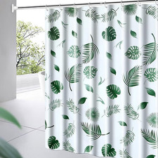 Shower Curtain Liner, 4G PEVA Green Leaf Shower Liner, Plastic — custom printed polyester bath curtain