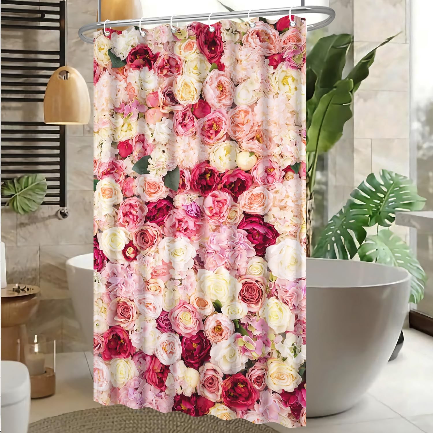 Custom Printed Bath Curtain — custom printed polyester bath curtain detail view